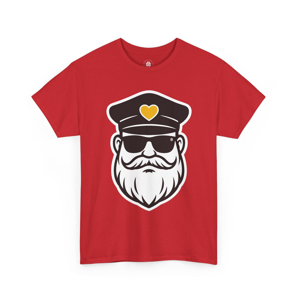 Bearded Captain Graphic Tee — Nautical Sailor Hat Design with Heart