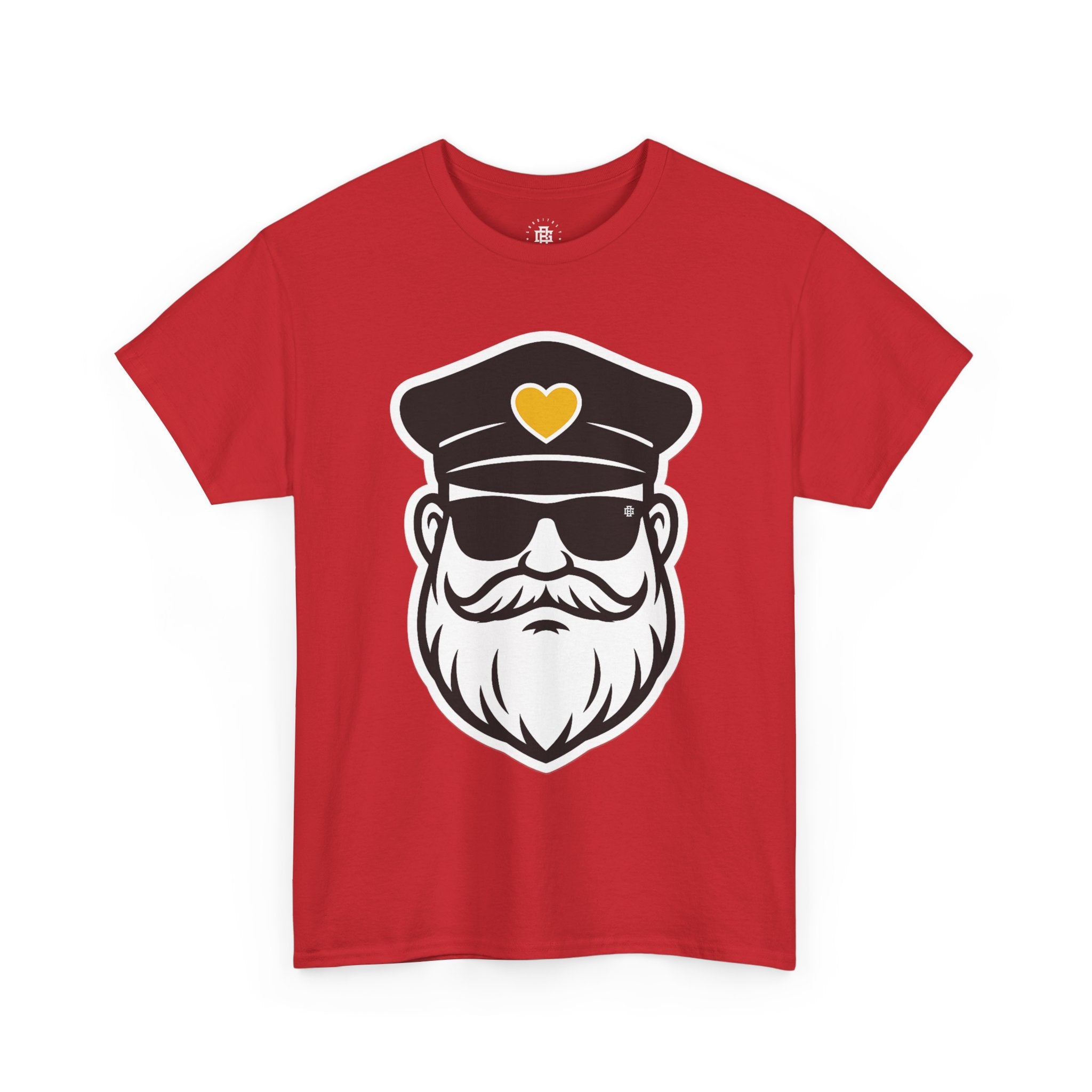 Bearded Captain Graphic Tee — Nautical Sailor Hat Design with Heart