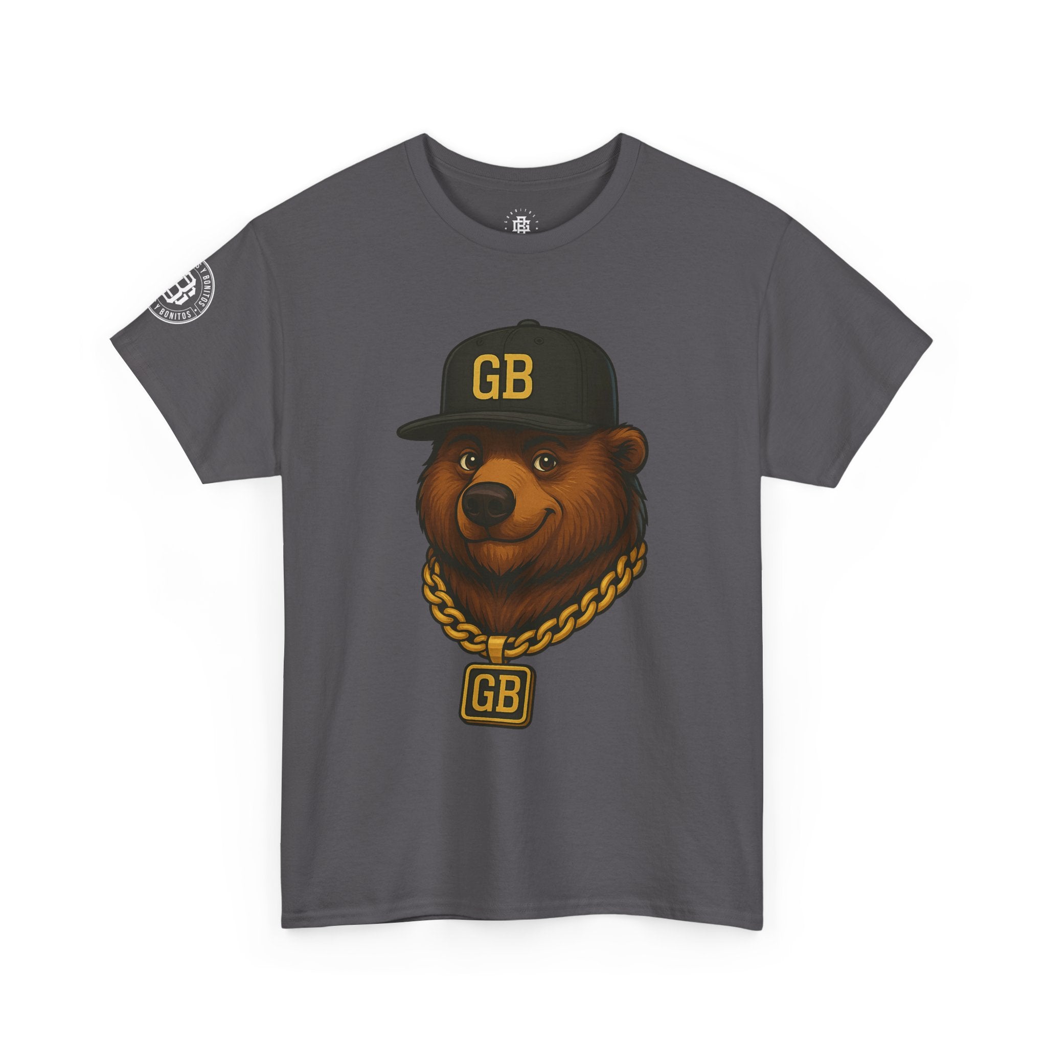 Bear Hip-Hop Tee — 'GB' Chain & Cap Graphic Shirt