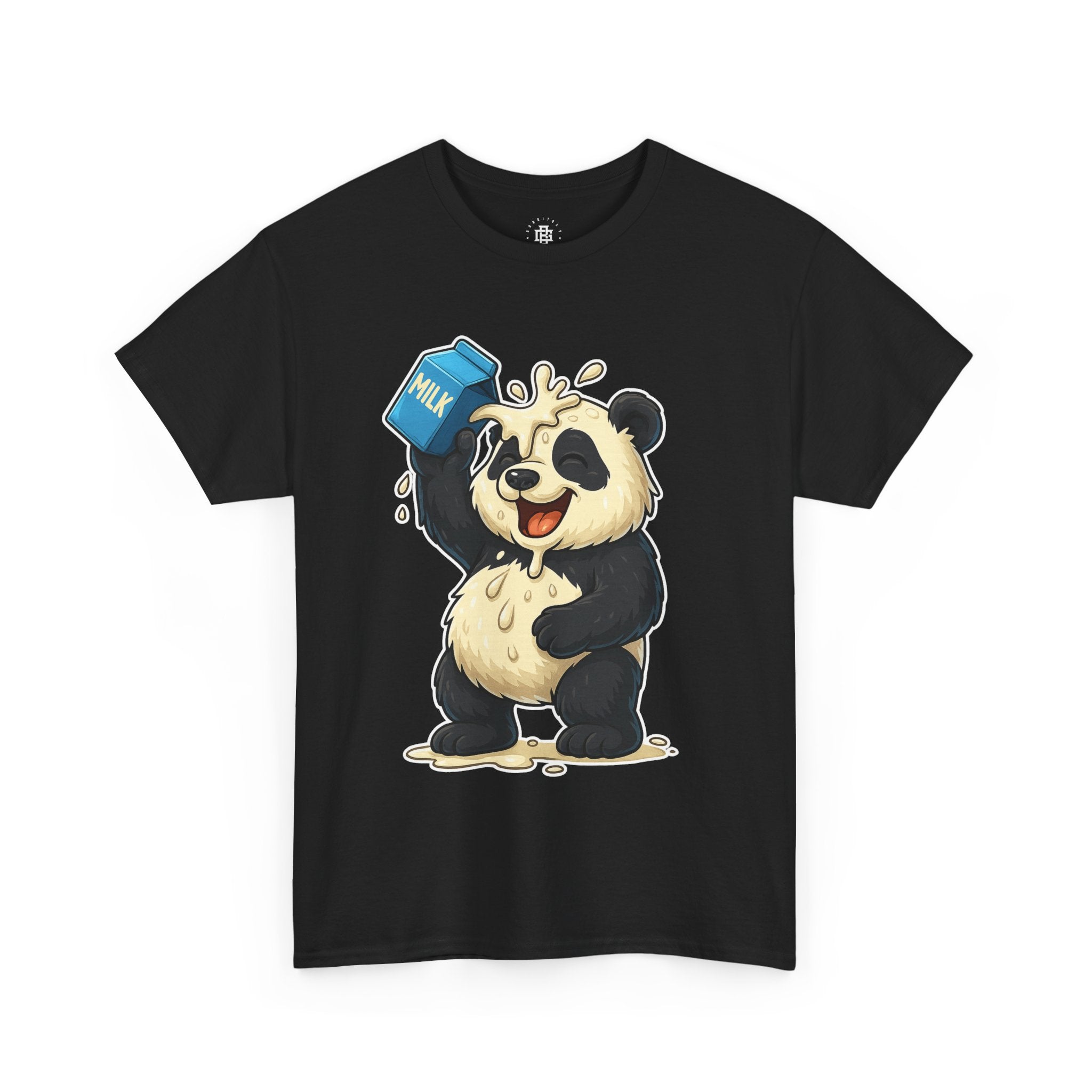 Panda Drinking Milk Graphic Tee — Cute Cartoon Panda Shirt