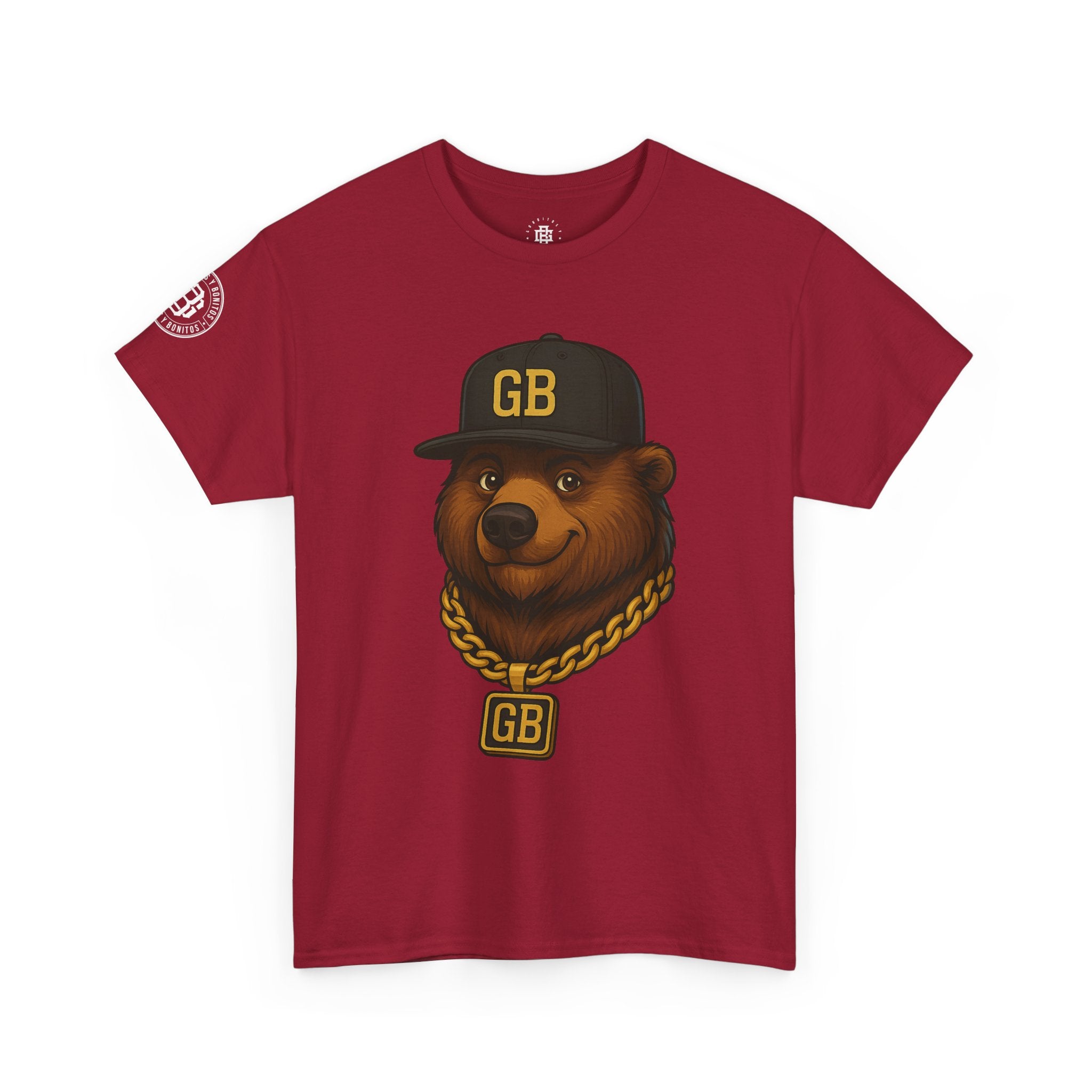 Bear Hip-Hop Tee — 'GB' Chain & Cap Graphic Shirt