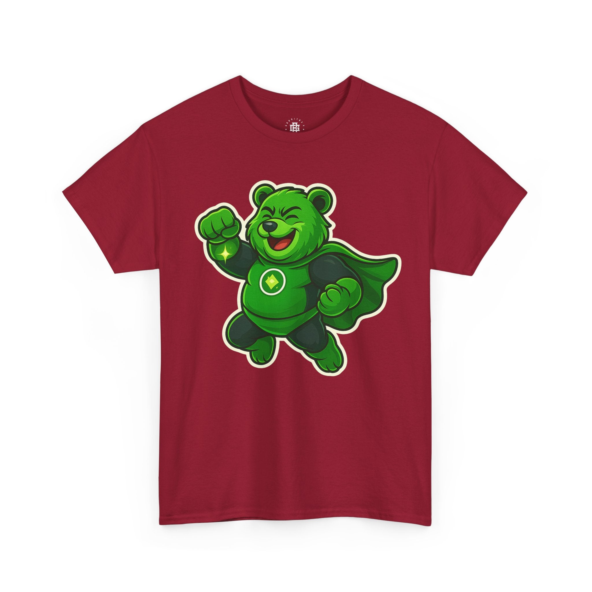 Green Superhero Bear T‑Shirt — Cute Gamer/Geek Graphic Tee