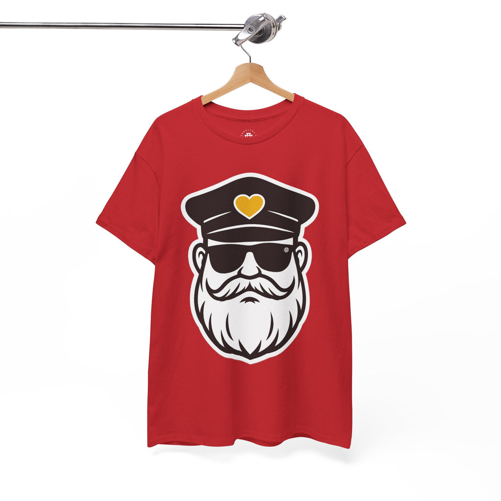 Bearded Captain Graphic Tee — Nautical Sailor Hat Design with Heart