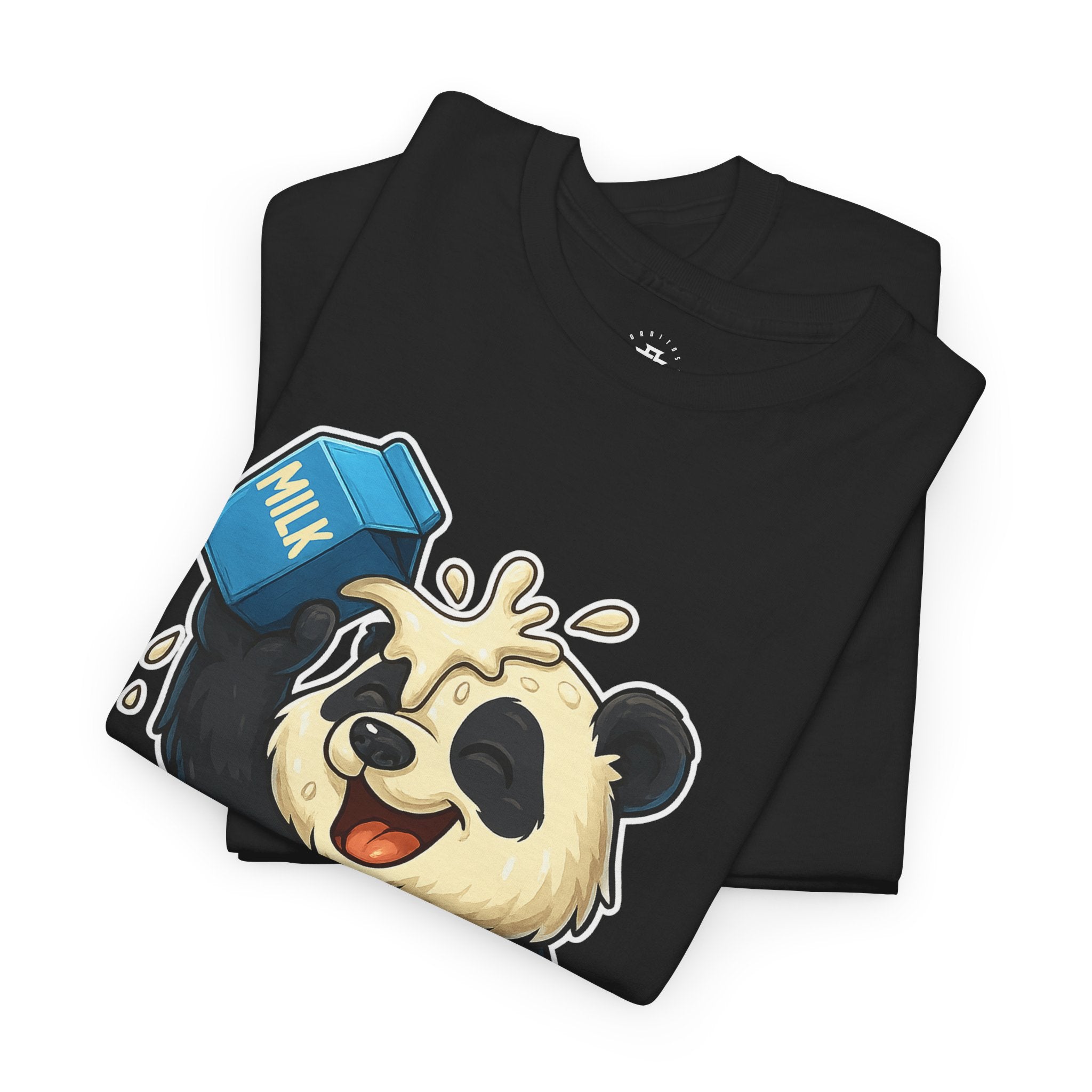 Panda Drinking Milk Graphic Tee — Cute Cartoon Panda Shirt