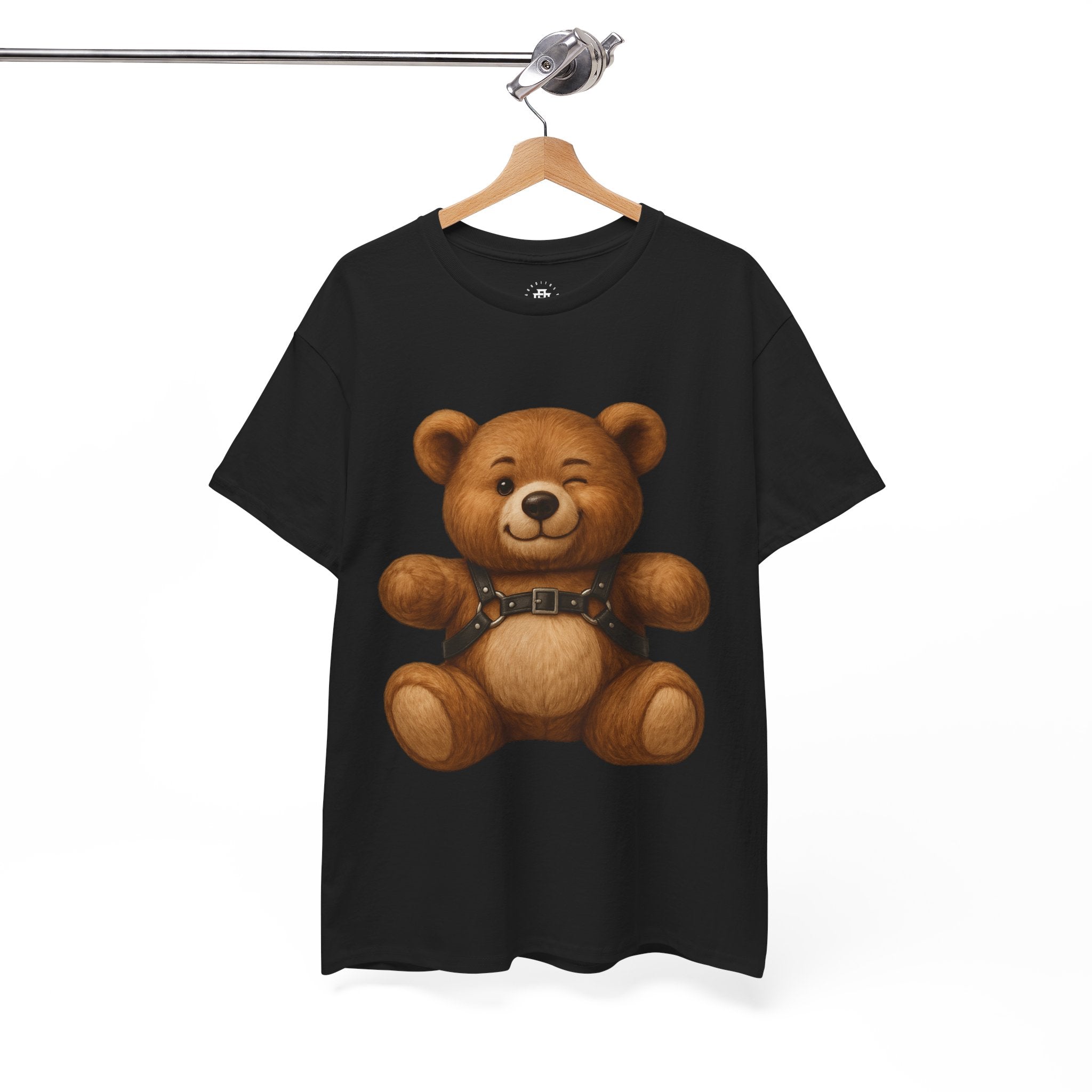 Bear with Harness Graphic T‑Shirt — Cute Teddy Chest Harness Tee
