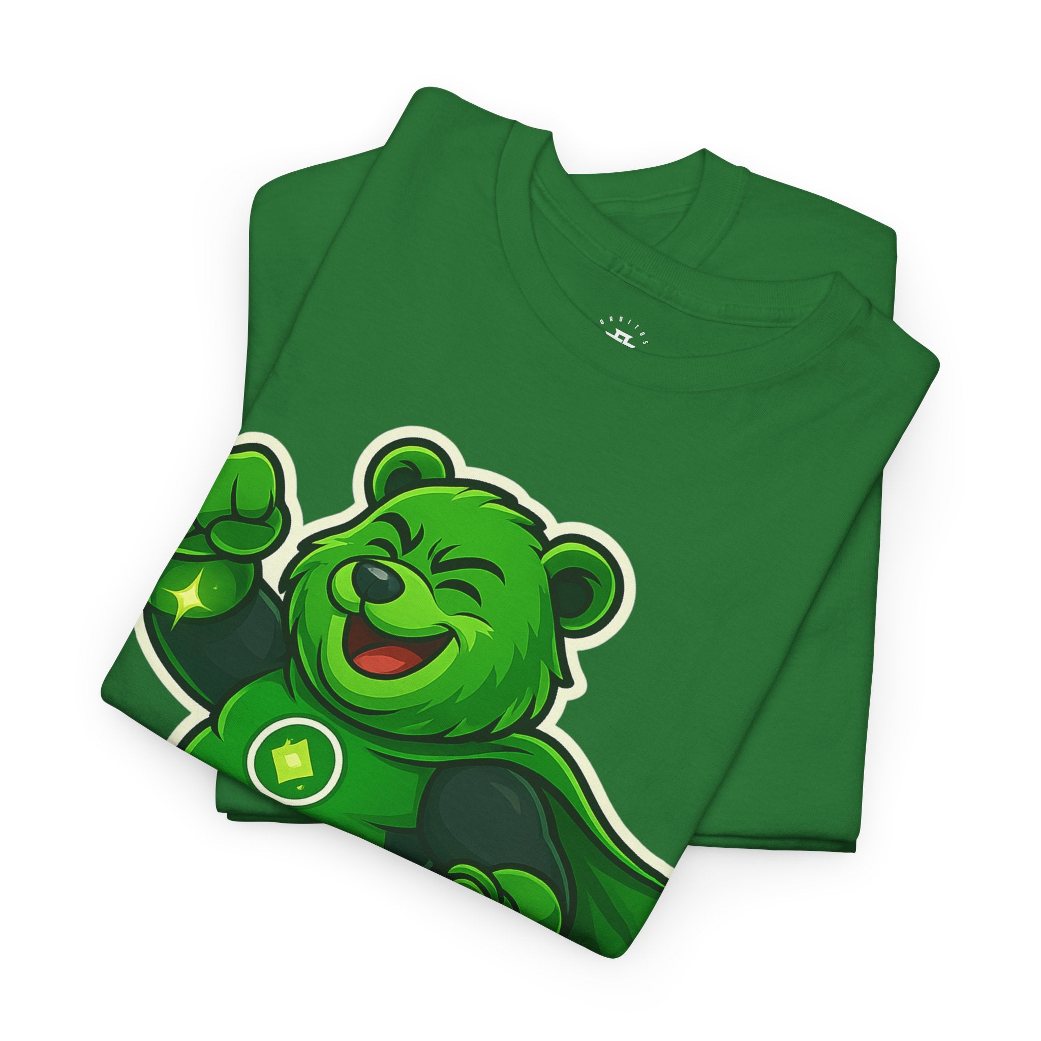 Green Superhero Bear T‑Shirt — Cute Gamer/Geek Graphic Tee