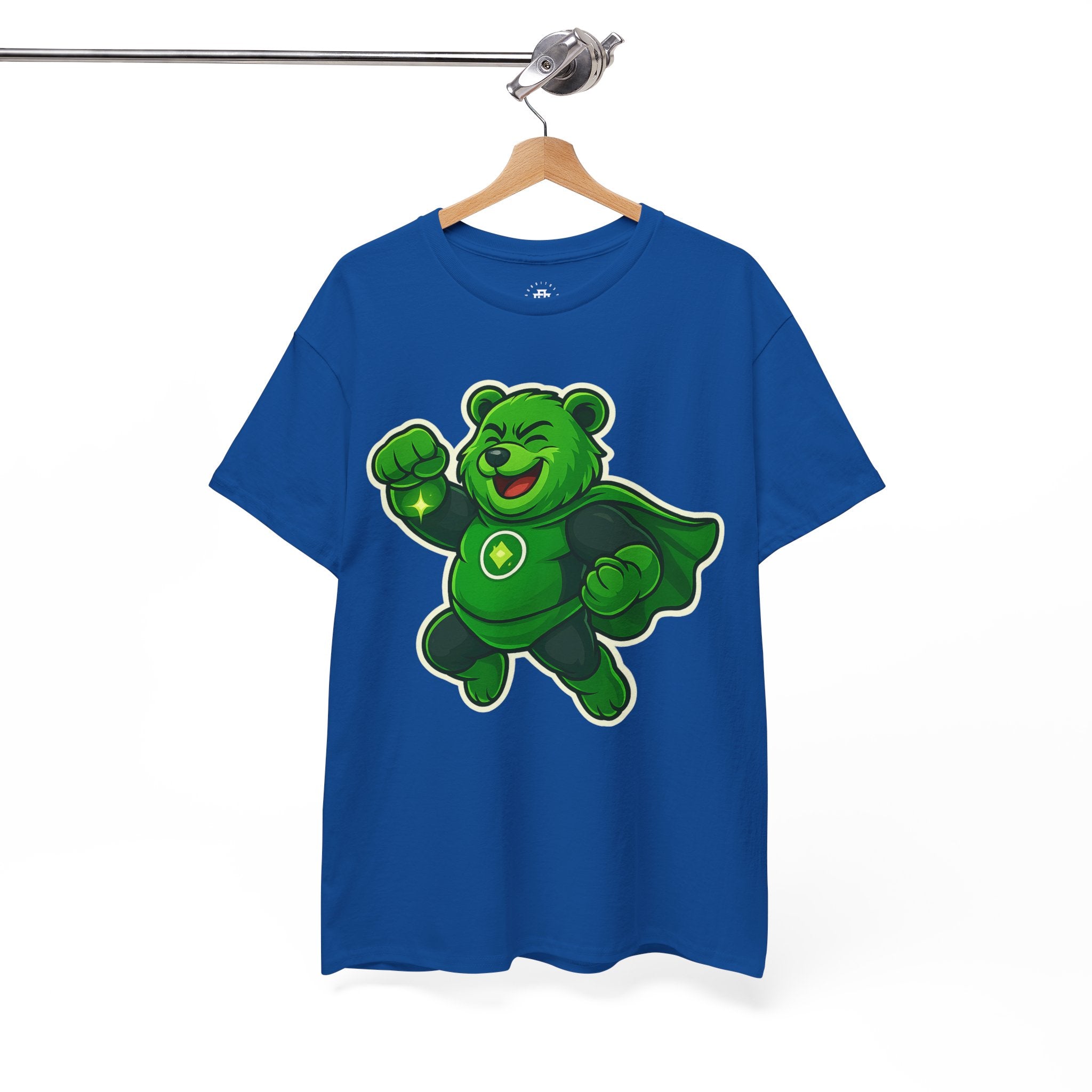 Green Superhero Bear T‑Shirt — Cute Gamer/Geek Graphic Tee