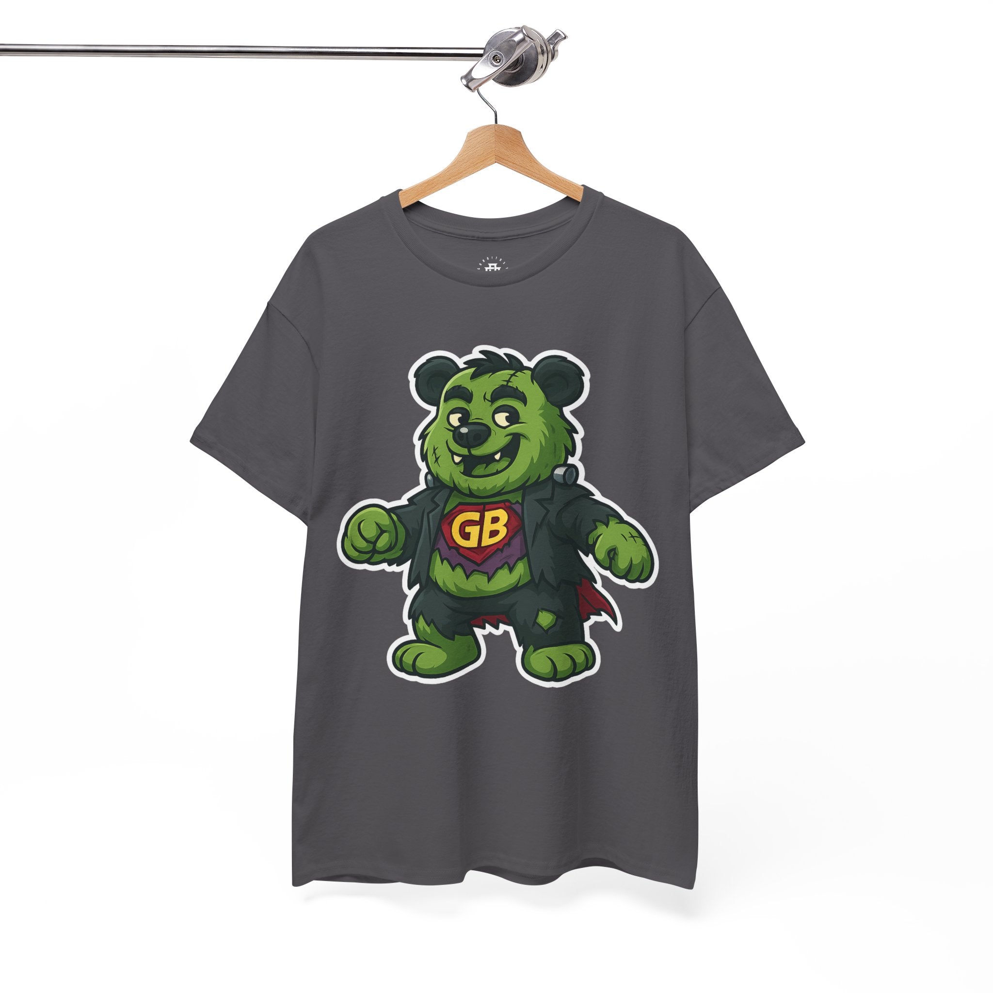 Green Monster Bear Graphic Tee — GB Superhero Cute Cartoon T-Shirt