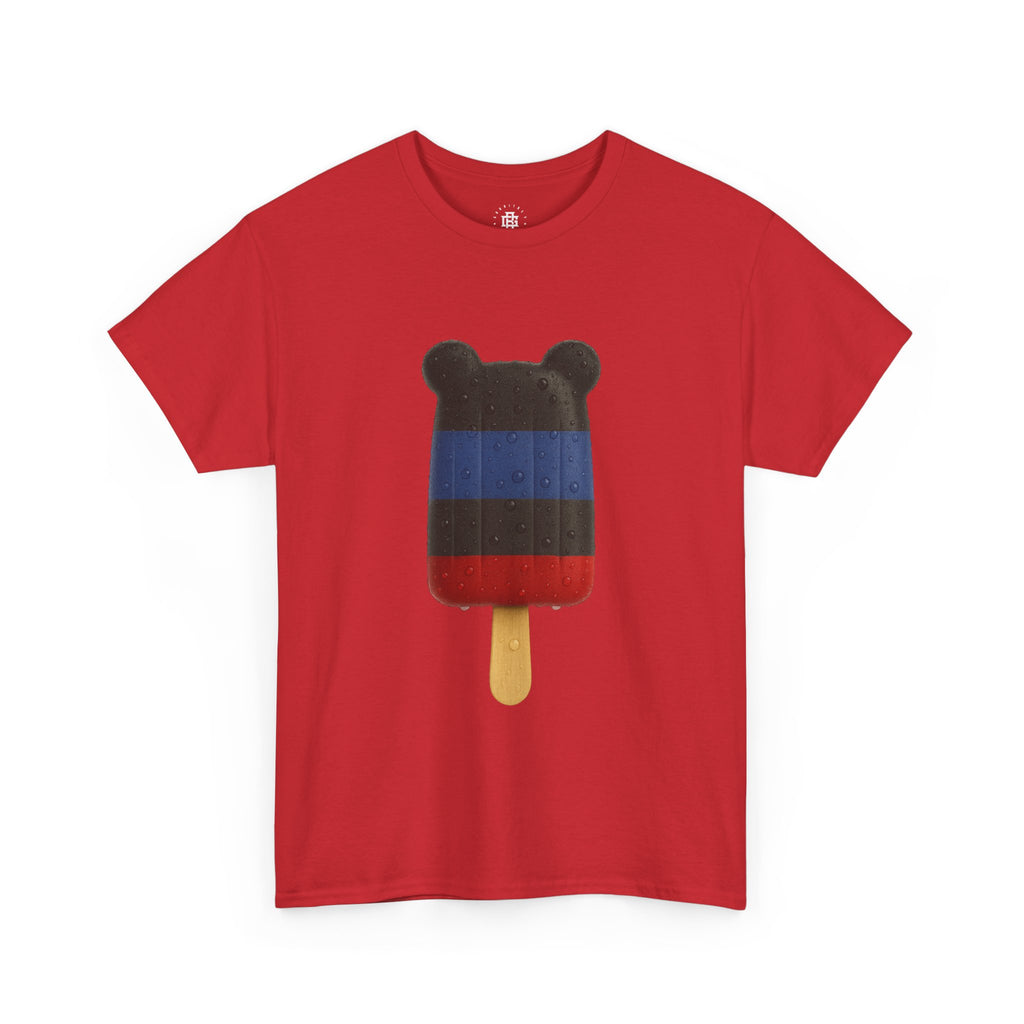 Leather Pride Popsicle T-Shirt — Minimal Black Tee with White Interlocked Initials