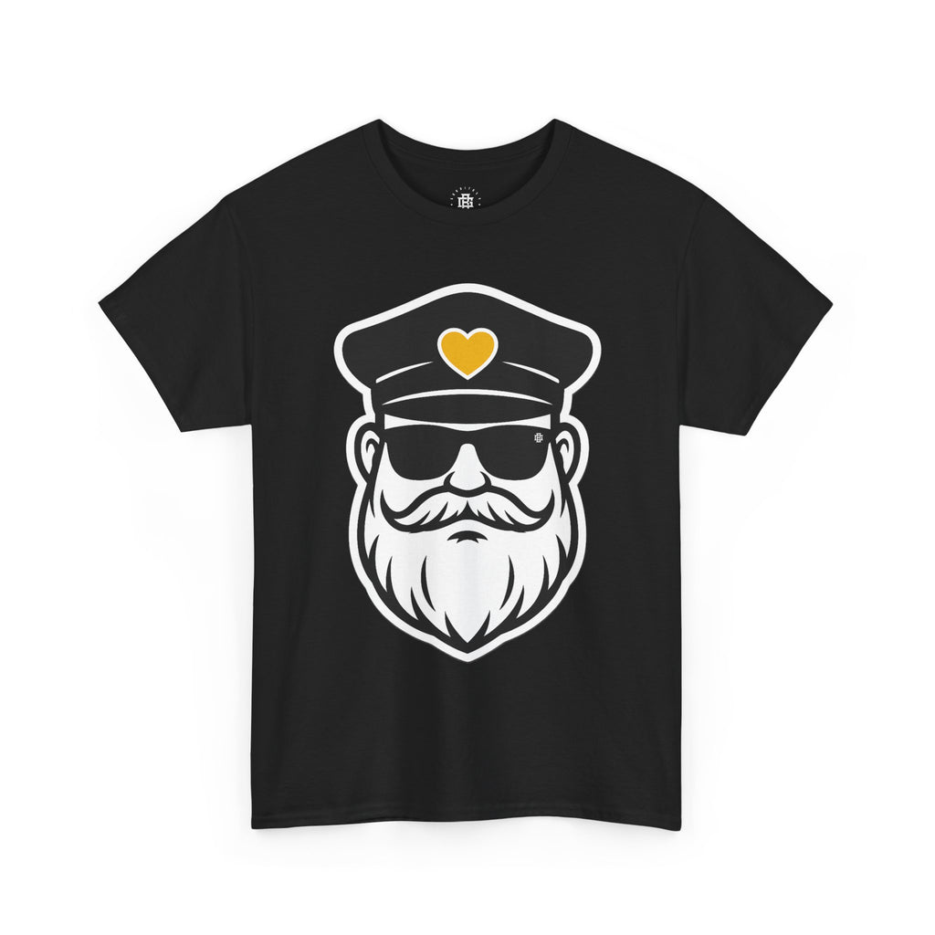 Bearded Captain Graphic Tee — Nautical Sailor Hat Design with Heart