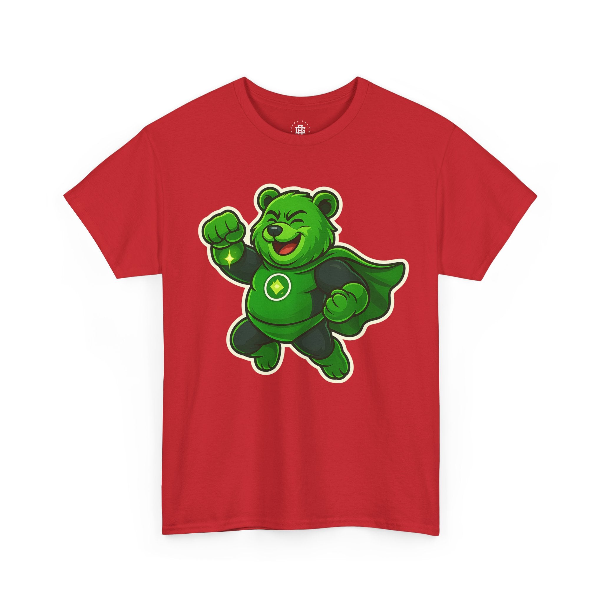 Green Superhero Bear T‑Shirt — Cute Gamer/Geek Graphic Tee