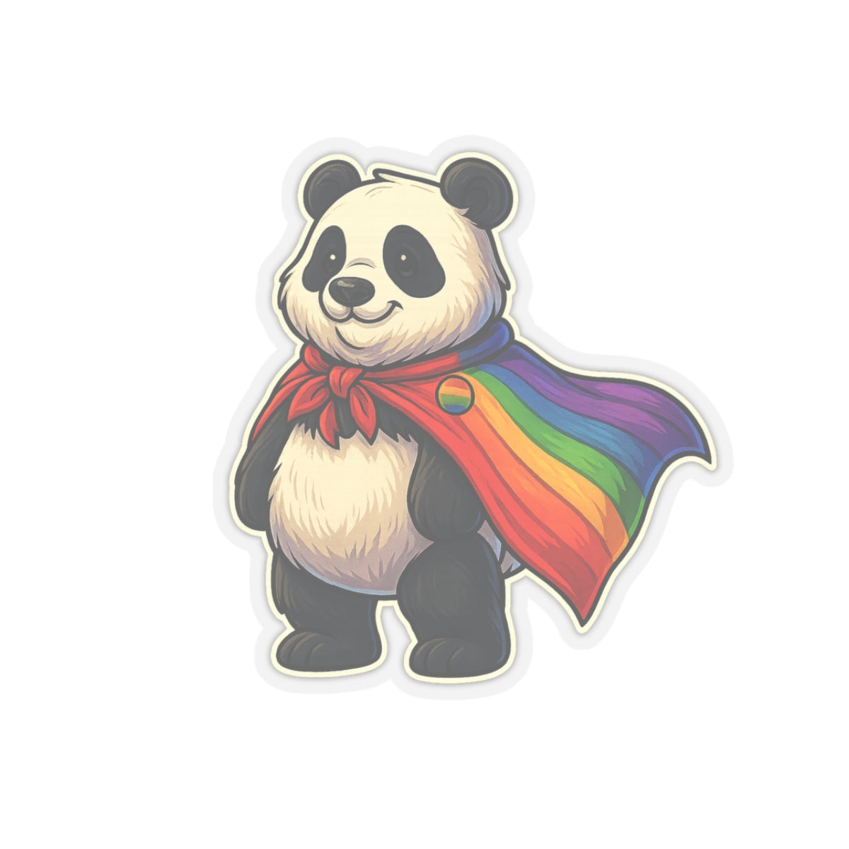 Cute Panda with Rainbow Cape Sticker — Pride, Laptop & Water Bottle Vinyl Kiss-Cut