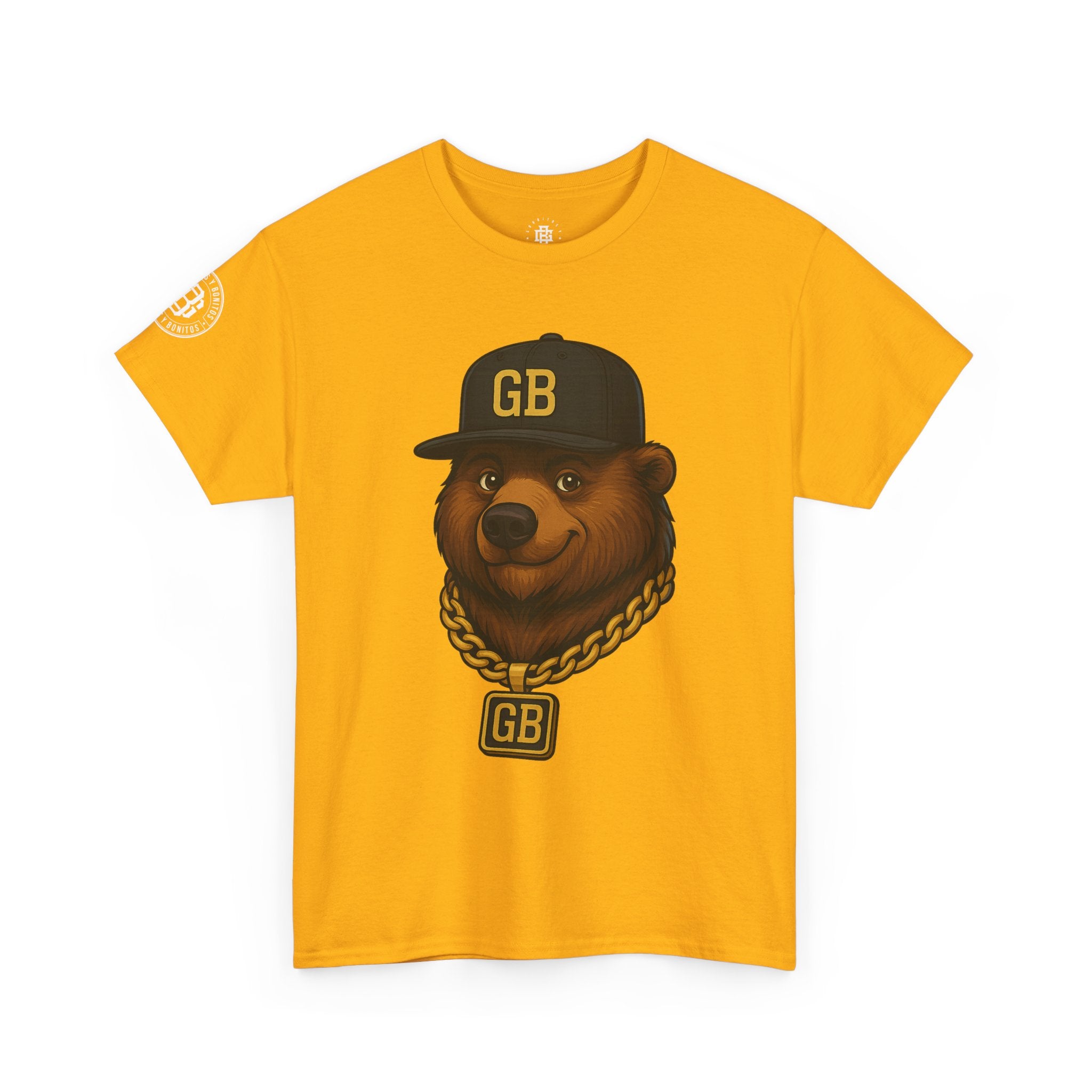 Bear Hip-Hop Tee — 'GB' Chain & Cap Graphic Shirt